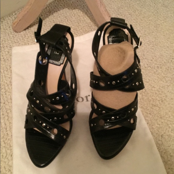 Dior sandals size 38 black studded slingback - Picture 2 of 13